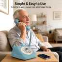 Sangyn Bluetooth Landline Phone with Handset and Speakerphone, Retro Bluetooth Home Phone, Classic Bluetooth Desk Phone, Cordless Bluetooth Telephone with USB Rechargeable, Blue