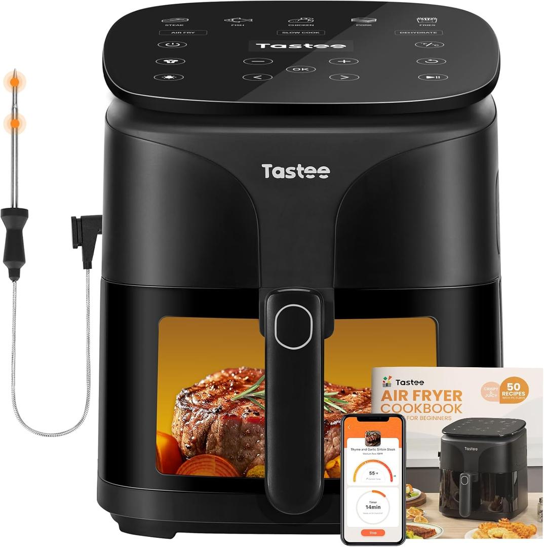 Tastee Air Fryer, 8-in-1 Compact 5.5QT AirFryers, 450F Digital Airfryer Dehydrator with Dual-sensor Smart Probe, 24 Presets One-touch Cooking, In-app Recipes with Window, Dishwasher-safe & Non-stick Tastee Air Fryer, 8-in-1 Compact 5.5QT AirFryers, 450F Digital Airfryer Dehydrator with Dual-sensor Smart Probe, 24 Presets One-touch Cooking, In-app Recipes with Window, Dishwasher-safe & Non-stick