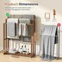 Standing Towel Rack for Bathroom, 39.4''H Bamboo Blanket Racks with Shelf