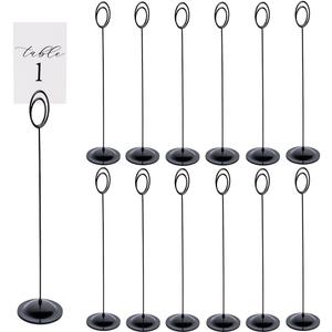 HOHIYA 12 Pcs Table Number Holders 12 Inch Place Card Holder Stands Black Tall for Photos Food Signs Memo Notes Weddings Restaurants Birthdays Party Taiwan Made