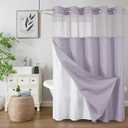 Colorful Star No Hook Shower Curtain with Snap in Fabric Liner, Waffle Weave Heavy Duty Thick Shower Curtains with Mesh Top Window, Hotel Style Waterproof Bathroom Curtain Set, 72 x 75 Inch, Lavender