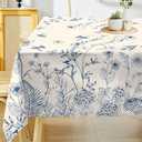Hexagram Floral Tablecloth 60x84 Inches Rectangle Spring Flower Table Cloth Stain Resistance Restaurant, Picnic, Indoor Outdoor Decoration Dining
