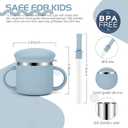 Upgrade Stainless Steel Baby Sippy Cups, 7.4 Oz Spill Proof Toddler Straw Cups, 3 Stages Training Cup for Toddlers 1-3 Year, Kid Cups with Silicone Sheel and Straws, 4 Colors (Coral+Blue+Pink+Purple)