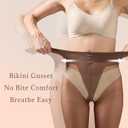 VERDALUX 2 Pairs Women's 20D Ultra Sheer Tights with Bikini-shaped Pattern, Everyday Comfort for Dresses & Pants (Large, Dark Brown)