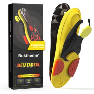 Bukihome Support Orthotic Insoles for Metatarsal & Ball of Foot Pain Relief, Heavy Duty Arch Support Cushioning, EVA for Plantar Fasciitis, Morton's Neuroma - XL (Women 10-11 | Men 8-9 285mm)