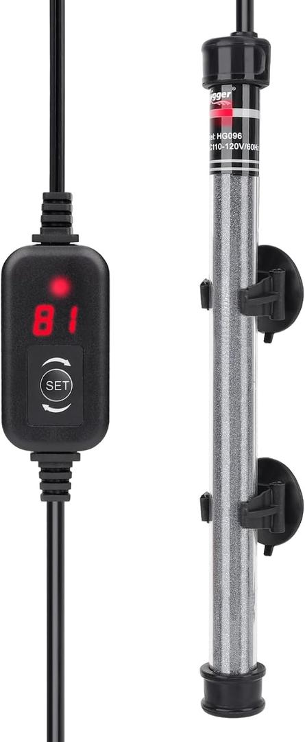 hygger Submersible Aquarium Heater, 100W 150W 200W 300W Adjustable Fish Tahk Heater with Temperature Controller, LED Display, Small Aquarium Betta Heater for up to 20/26/40/48 Gallons