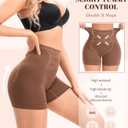 Slip Shorts for Under Dresses Seamless Shaping Boyshorts Panties Tummy Control Underwear Shapewear for Women 2 Pack (Brown, L)