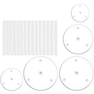 Srutueo Cake Plate,5 Cake Stand, Cake Base (9/12/16/20/20 cm) with 15 Dowel Rods, Reusable for Tiered Stacked Cakes, for Wedding