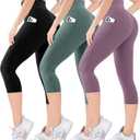 Blisset Women's High Waisted Capri Buttery Soft Tummy Control No See Through Workout Athletic Running Yoga Cycling