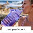 Takeya Motivational Water Bottle with Straw Lid and Time Marker (64 oz, Cloud White) - Leakproof, BPA Free Water Bottle for Daily Intake Tracking