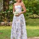 KUTUMAI Floral Corset Long Maxi Dress Lace Up Flowy A Line Summer Wedding Guest Dresses for Women Sundress with Pockets (XL)