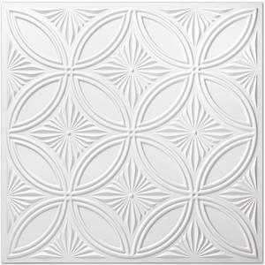 Art3d Decorative PVC Drop Ceiling Tile 2ft x 2ft in White,Glue up Ceiling Panel 24 x 24in.12pcs