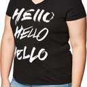 Hanes Women's Short Sleeve V-Neck Graphic T-Shirt (Black, S)