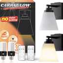 Neporal CARRYGLOW Battery Operated Wall Sconce, Peel and Stick No Drill Wall Lights Battery Operated, Rechargeable Wall Sconces for Bedroom, Living Room, Bathroom, Apartment, Renter Friendly