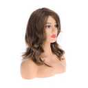 Sallcks Womens Short Brown Wig with Side Bangs Mid Length Natural Wavy Synthetic Hair Wig for Daily Party Halloween