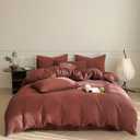 Luxlovery Brick Red Comforter Set Queen Dark Red Bedding Comforter Set Solid Soft Breathable Reddish Solid Color Blanket Quilts 3 Piece Bedding Set for Queen Bed