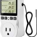 Diymore 1800W Plug in Thermostat Temperature Controller Electric Digital RV Thermostats Heating Cooling Control Mode Timer White 120V 15A Digital Temperature Controller Thermostat Timer LCD Display