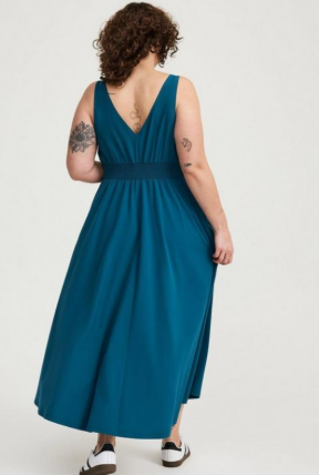 Torrid Stretch Woven Maxi Active Dress Green-Blue, Size M