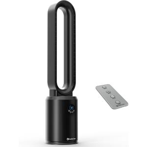 Comfort Zone 40-Inch Bladeless Tower Fan for Bedroom Quiet Standing Fan with Remote Control, 9H Timer & Wide Area Oscillation Turbocharged Airflow & Digital LED Display Black