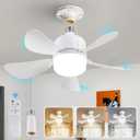 Socket Fan Light Bulb, Dimmable LED Ceiling Fans with Lights and Remote, Plug in Ceilng Fans and 1 Socket Extender, 3 Colors 3000K-6500K, Replacement Light Bulb Fan for Kitchen Garage BedRoom, White