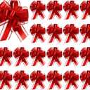 Uxcell 20pcs Red Large Organza Ribbon Gift Bows for Wrapping, Decor, Wedding, Parties, Florist