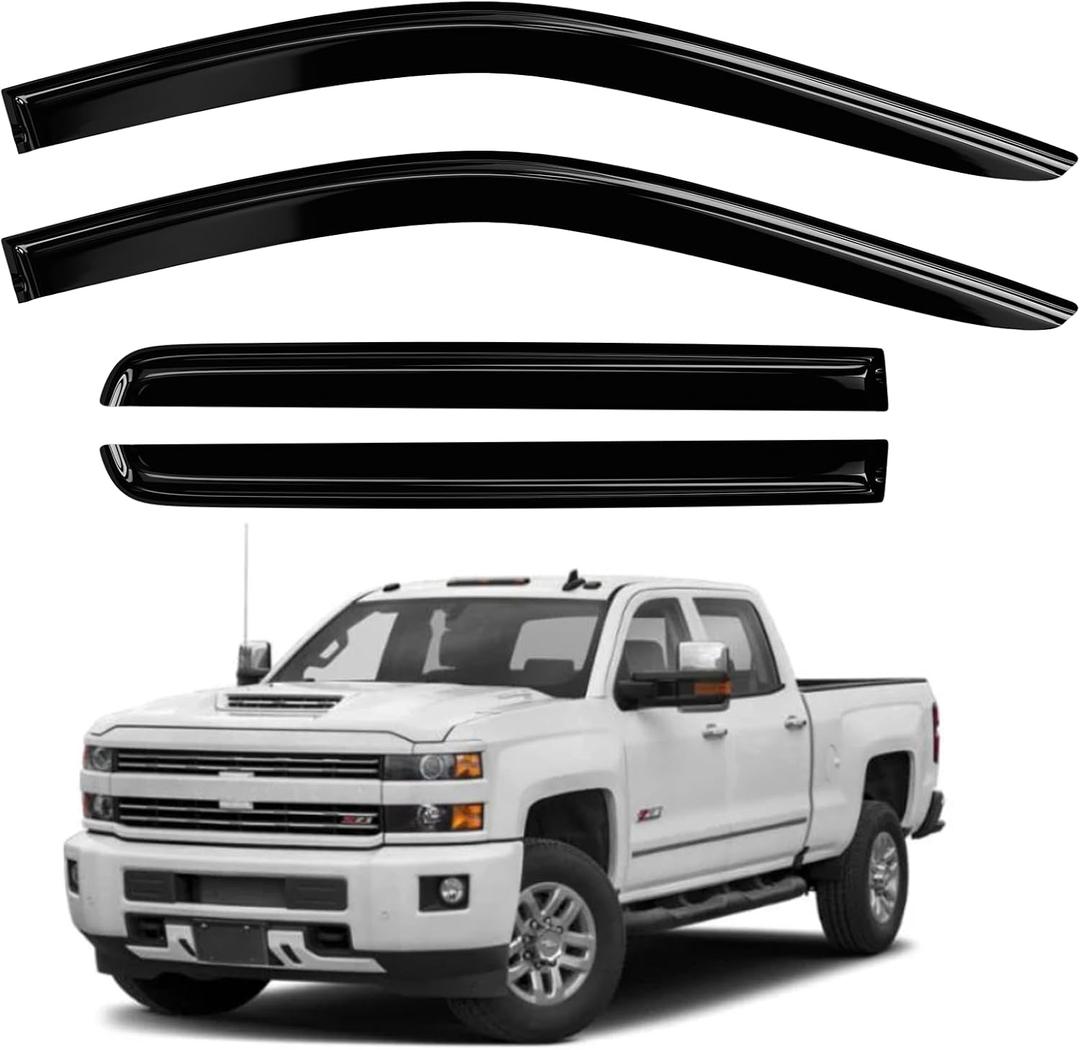 Window Rain Guards Guard car Shield auto deflectors,rainguards Compatible with 2019-2024 Silverado(Crew Cab)