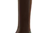 Women's Knee High Boots Fashion Platform Lug Sole Tall Riding Boots Comfortable Stretch Calf Dress Long Boots (8, Brown)