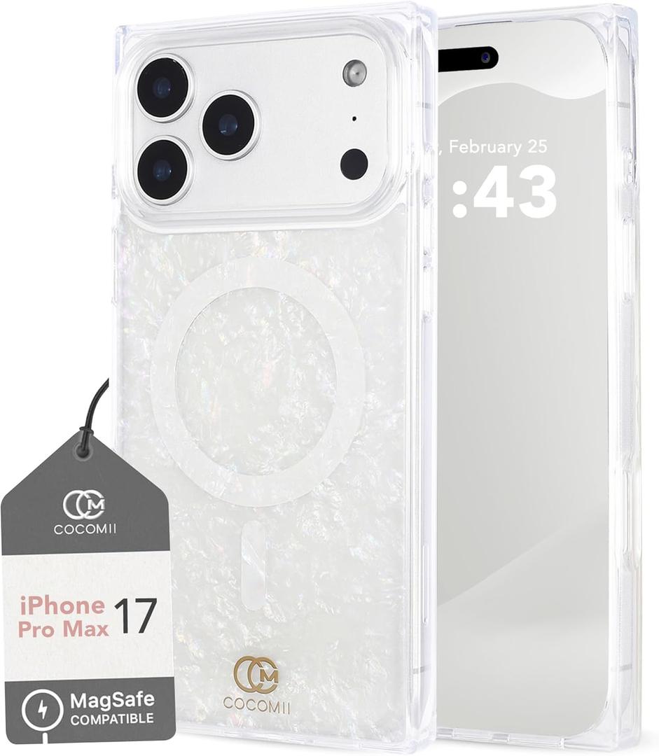 Cocomii Rectangle Case for iPhone 17 Pro Max, Compatible with MagSafe, Pearlescent Opal