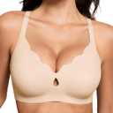 Gailife Bras for Women No Underwire Jelly Bras Wave Wireless Bras Seamless Full Coverage Bralettes Everyday Bras (Beige, L)