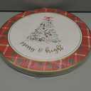 Kate Aspen 13" Disposable Holiday Placemats/Chargers, 48-Pack – Spillproof & Durable Merry & Bright Christmas Tree Design & Festive Red & Green Plaid Border Pack of 2