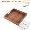 Ottoman Tray with Handles, 20 Inches Acacia Wood Serving Tray, Extra Large Tray for Ottoman Decorative Trays Serving for Living Room for Decorative, Coffee Table, Breakfast in Bed, Appetizers