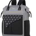 MOMUVO Laptop Backpack for Women Laptop Bag with USB Port, Student Bookbag Water Resistant Backpacks Teacher Doctor Nurse Work Backpack Stylish Travel Bags, Fits 17-Inch Laptop Grey Black