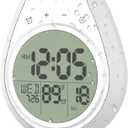 Bathroom Clock Waterproof Shower Timer, Digital Wall Clock with Countdown, Temperature Display, Calendar, Suction Cup Hanging Hole, for Kids and Adults, White