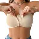 MakeMeChic Women's Strapless Bra Wireless Bralettes Front Closure Bandeau Bra (Medium, Apricot)