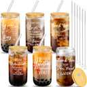 6 Set Employee Appreciation Gifts Team Thank You Gifts for Staff Coworker Team 16 oz Can Shaped Beer Glass Cups with Lids Straws Brushes for Teacher(Affirmative Style)