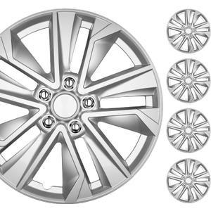 BDK 16 Inch Hubcaps Set of 4 OEM Replacement Snap-On Wheel Rim Covers - Universal Fit Car Wheel Cover for Cars, Trucks, SUV, Vans Durable ABS Silver 10-Spoke Hub-Cap Car Accessories Exterior