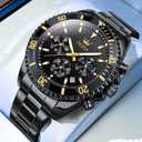 OLEVS Watches for Men Classic with Date Business Dress Luxury Big Face Green/Black/Blue Waterproof Luminous Mens Wristwatch Analog Two Tone Stainless Steel Male Watch