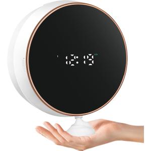 Automatic Soap Dispenser Foam Bathroom: Wall Mount Rechargeable Touchless Adjustable Auto Smart Electric Plastic White Foaming Soap Dispenser with Clock - Kitchen - Hand Dish Lotion Couple Kids