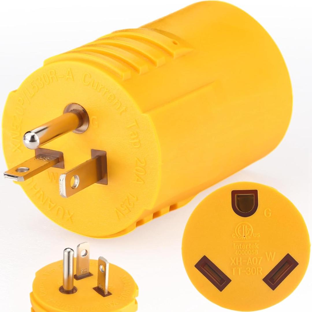 Kanayu Generator 20 Amp to RV 30A Power Adapter 3-Prong 5-20P Male Plug to RV TT-30R Female Receptacle, Converter Plug for Camper Caravan Van Travel Trailer