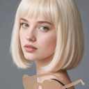 Blonde Bob Wig with Heart Sunglasses - Heat-Resistant, Synthetic Fiber, Adjustable and Natural Looking