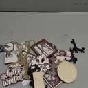 17 Pcs Winter Tiered Tray Decor Winter Snowman Tiered Decorations Set Snowflake Reindeer Table Centerpieces Decor Wooden Signs Table Decoration Without Tray for Farmhouse Party (Brown)