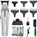 KEMEI 3023-702 Hair & Beard Trimmer for Men, 9000 RPM Zero Gapped Trimmers for Barbers with Full Metal Body, Professional Hair Clippers with LED Display, Ceramic and DLC Blades