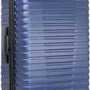 U.S. Traveler Boren Polycarbonate Hardside Rugged Travel Suitcase Luggage with 8 Spinner Wheels, Aluminum Handle, Navy, Checked-Large 30-Inch