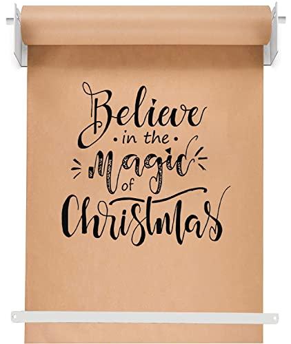 Varsoul 24'' Wall Mounted Kraft Paper Roll Dispenser & Cutter,Black Butcher Paper Dispenser, Farmhouse Decoration - Ideal Choice for Lists, Art Work, Calendars, White Paper Holder with Cut Bar