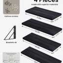 BAYKA Wall Mounted Floating Bathroom Shelves, Wood Wall Shelf for Bathroom Essentials & Decor, Space-Saving Display & Organizer (Black, Set of 4)