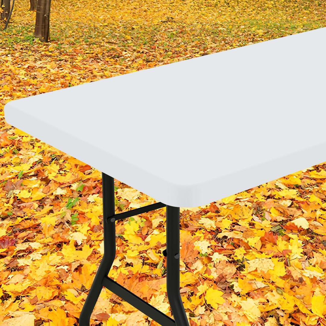 Smiry Rectangle Tablecloth, Elastic Fitted Flannel Backed Vinyl Tablecloths for 6ft Folding Tables, Waterproof Wipeable Table Covers for Indoor, Outdoor, Picnic and Camping (White, 30"x72") Smiry Rectangle Tablecloth, Elastic Fitted Flannel Backed Vinyl Tablecloths for 6ft Folding Tables, Waterproof Wipeable Table Covers for Indoor, Outdoor, Picnic and Camping (White, 30"x72")
