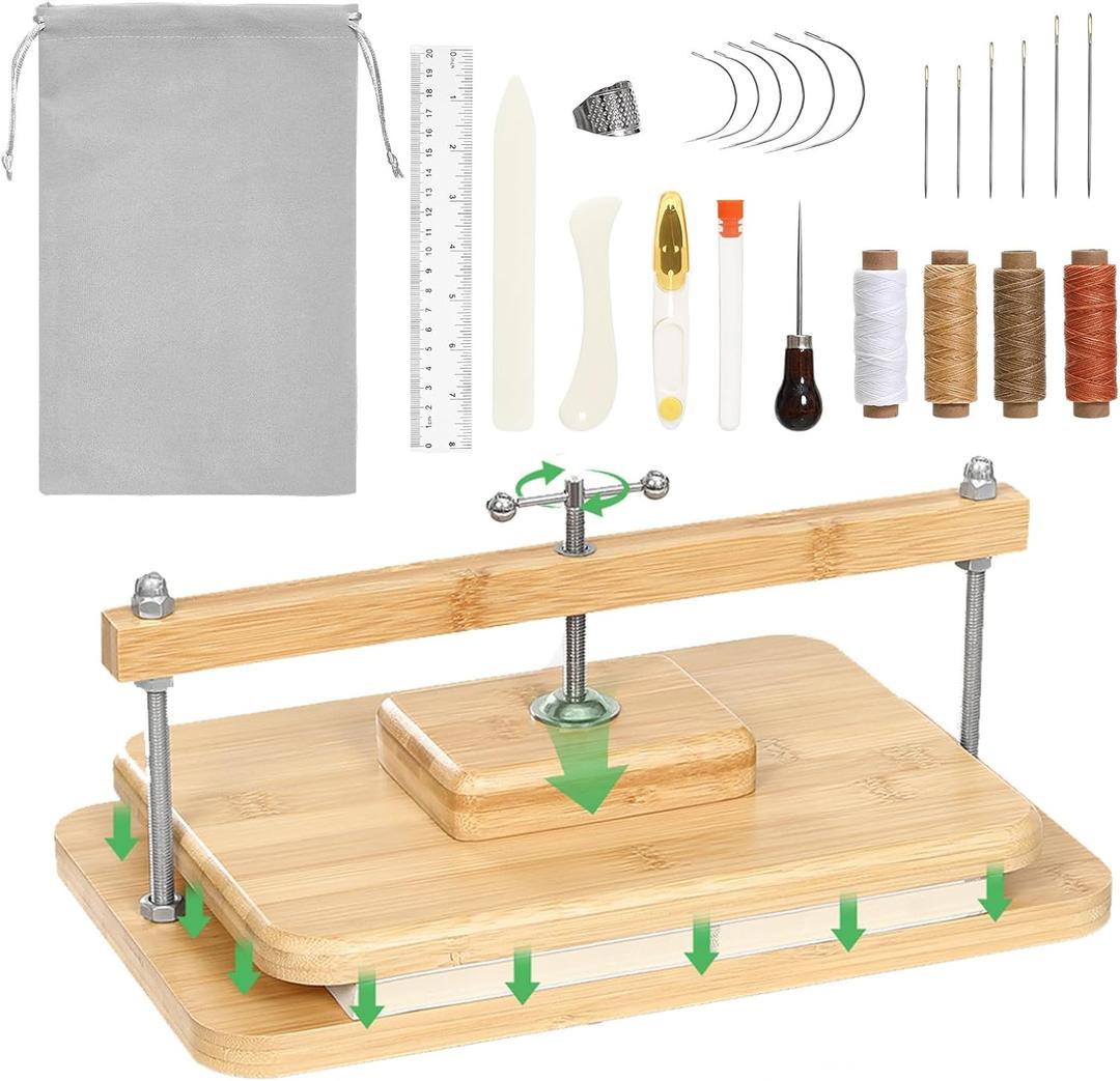 JFNoraiva Book Binding Kits, Bamboo Wood Book Press Suitable for Thin Books, 11 * 7.9 in Bookbinding Press for DIY Bookbinding, Books Repair, Handmade Crafts