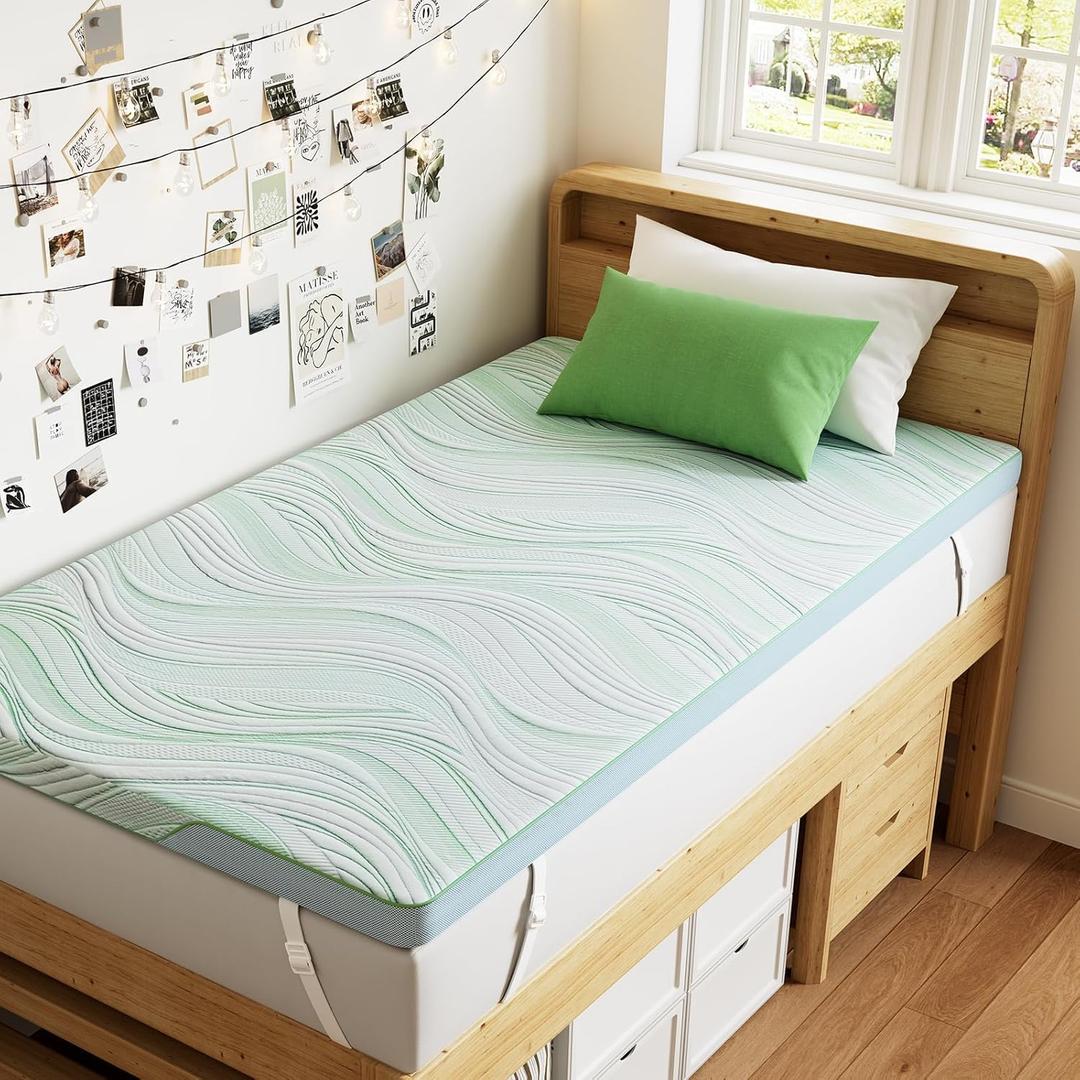 PERLECARE Twin Mattress Topper,3 inch Medium Firm,Bamboo Washable Cover