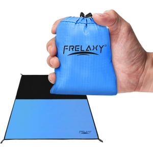 Frelaxy Pocket Picnic Blanket, Waterproof Sandproof Beach Mat, Compact Camping Tarp for Festivals, Hiking, Travel, Outdoor Recreation (Blue, 28'' x 47'')