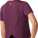 Willit Women's Workout Tops Athletic Shirts Cropped Short Sleeve Split Back Gym Breathable Quick Dry, S